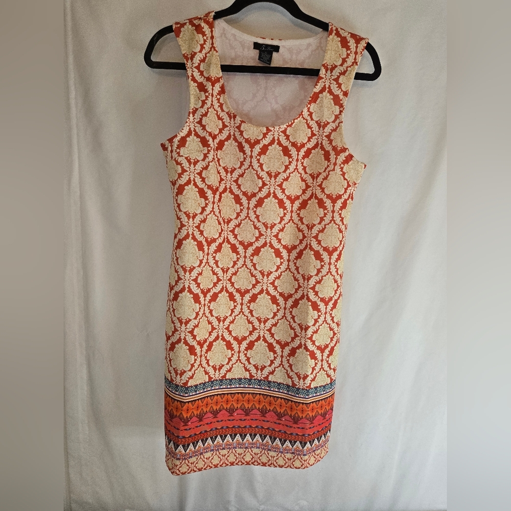 5th & Love Dress Sleeveless Shift Orange Print Size Medium